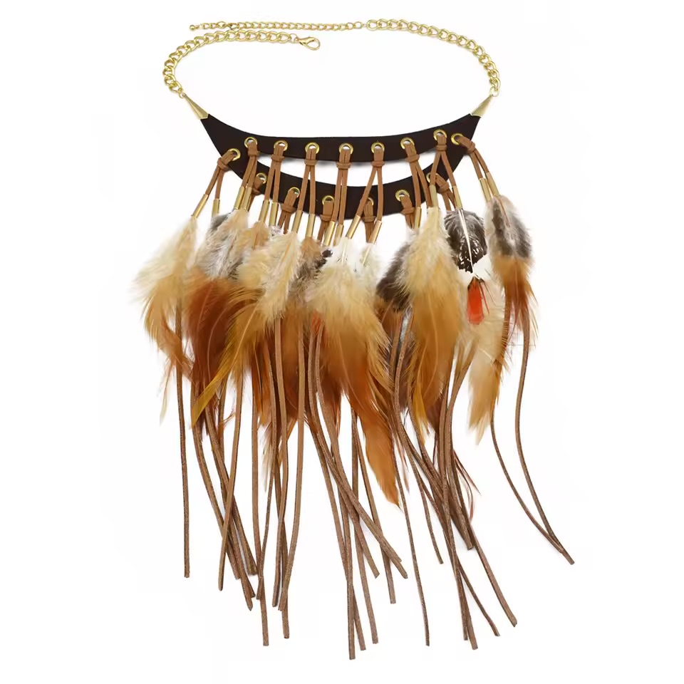 Brown Feather Tribal Collar